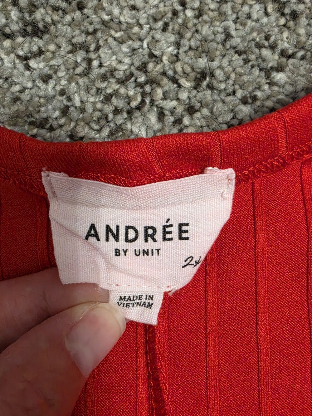 ANDREE BY UNIT Bright Red Ribbed Short Sleeve Pocket Tee 2X - Picture 2 of 6